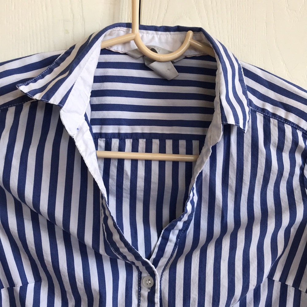 Vertical Striped Button Down Collared Shirt - image 3